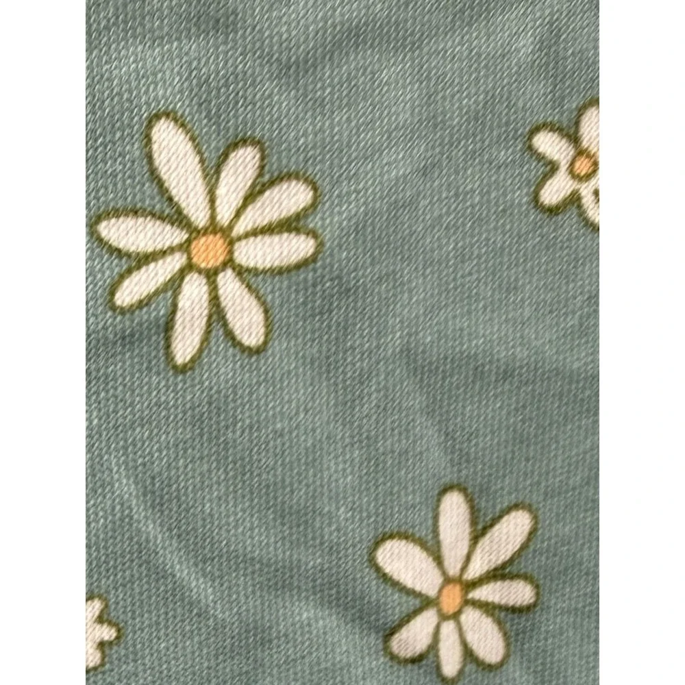 Wonder Nation Girls Milieu Green Daisy Floral Summer Play Dress Size L 10-12 NWT
